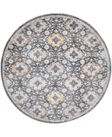 Feizy Kyra R3858 5'6" x 5'6" Round Area Rug - Blue, Gold