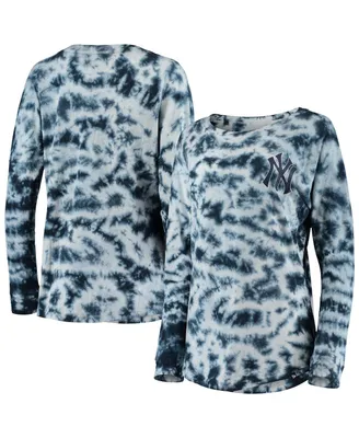 Women's New Era Navy York Yankees Tie-Dye Long Sleeve T-shirt