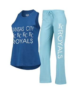 Women's Concepts Sport Light Blue, Royal Kansas City Royals Meter Muscle Tank Top and Pants Sleep Set