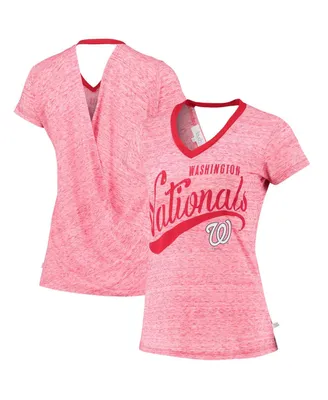 Women's Touch Red Washington Nationals Hail Mary V-Neck Back Wrap T-shirt