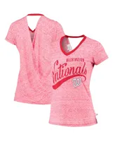 Women's Touch Red Washington Nationals Hail Mary V-Neck Back Wrap T-shirt