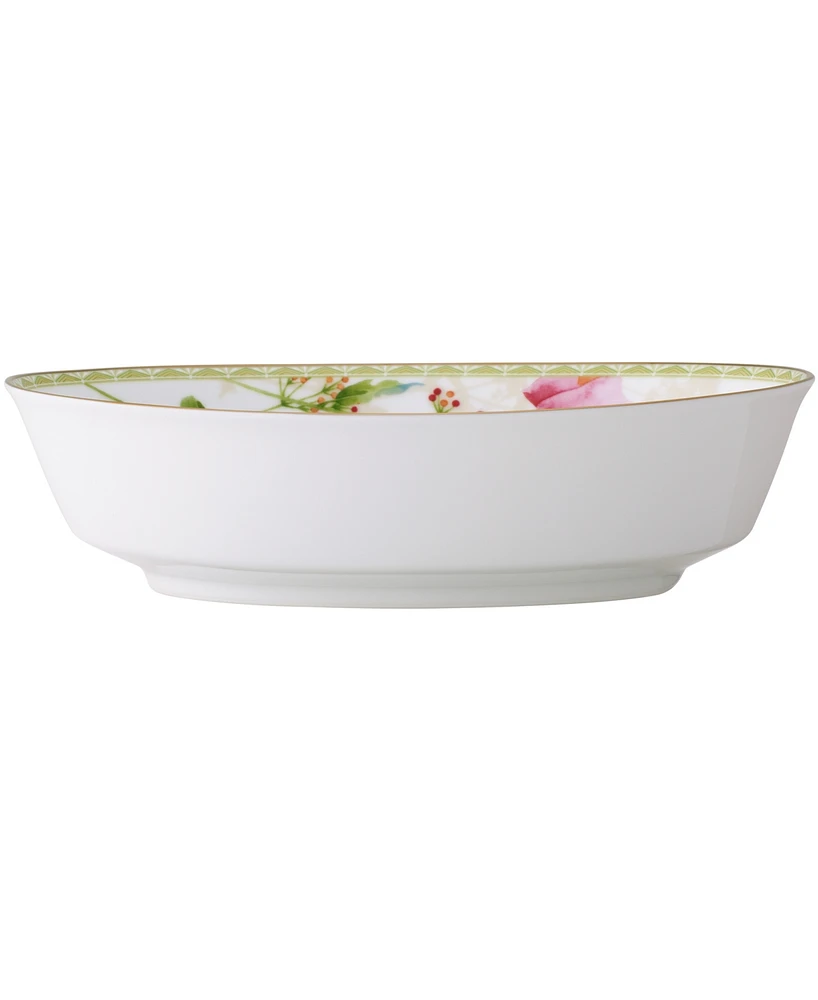 Noritake Poppy Place 32 Oz Oval Vegetable Bowl, 9.75" - White, Pink, Gold