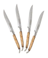 French Home Laguiole Connoisseur Olivewood Handle Bbq Steak Knives, Set of 4