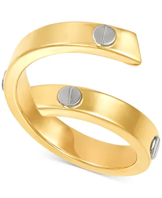 Italian Gold Rivet Coil Statement Ring 10k & White
