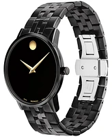 Movado Unisex Swiss Museum Classic Black Pvd Stainless Steel Bracelet Watch 40mm