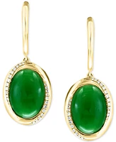 Effy Dyed Jade & Diamond (1/5 ct. t.w.) Dangle Hoop Earrings in 14k Gold