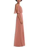 After Six Plus V-Neck Split Sleeve Blouson Bodice Maxi Dress