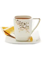 Square Tray and Mug 2-Piece Set with Floral Artwork Design