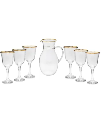 Drinkware Set with Rim Design, 7 Piece - Gold