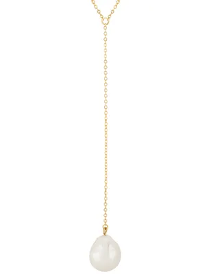 Cultured Freshwater Baroque Pearl (12mm) 26" Lariat Necklace in 14k Gold