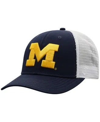 Men's Top of the World Navy, White Michigan Wolverines Trucker Snapback Hat