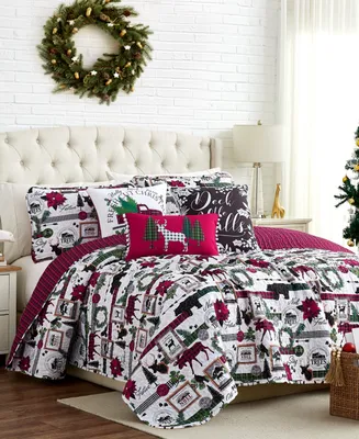 Merry Town Christmas Oversized Reversible 6 Piece Quilt Set