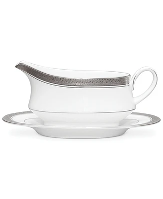 Noritake Dinnerware, Crestwood Platinum Gravy Boat with Stand