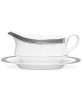 Noritake Dinnerware, Crestwood Platinum Gravy Boat with Stand