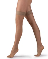 Women's European Made Matte Silky Sheer Plain 1 Pair of Thigh Highs