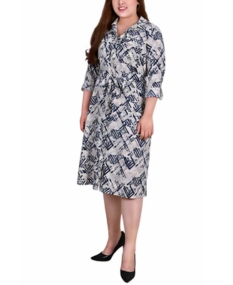 Ny Collection Plus Size Printed Shirt Dress