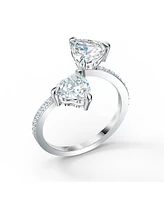 Swarovski Attract Soul Heart Rhodium Plated Ring - Silver