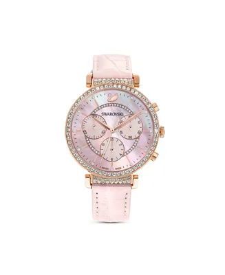 Swarovski Passage Chrono Pink Leather Strap Watch, 9.52 mm