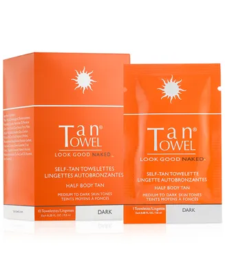 TanTowel Half-Body Self-Tan Towelettes - Dark, 10