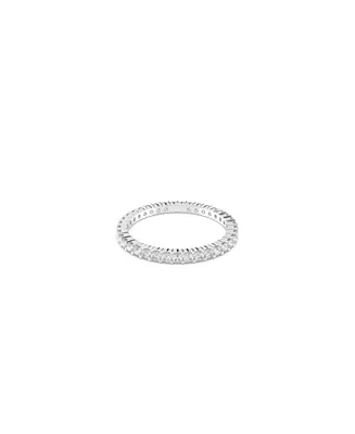 Swarovski Vittore Round Cut Rhodium Plated Ring - Silver