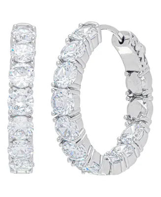 Women's Fine Silver Plated Cubic Zirconia Hoop Earrings