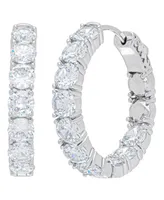 Women's Fine Silver Plated Cubic Zirconia Hoop Earrings