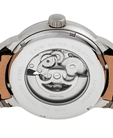 Heritor Automatic Sanford Semi-Skeleton Leather-Band Watch - Silver/Black