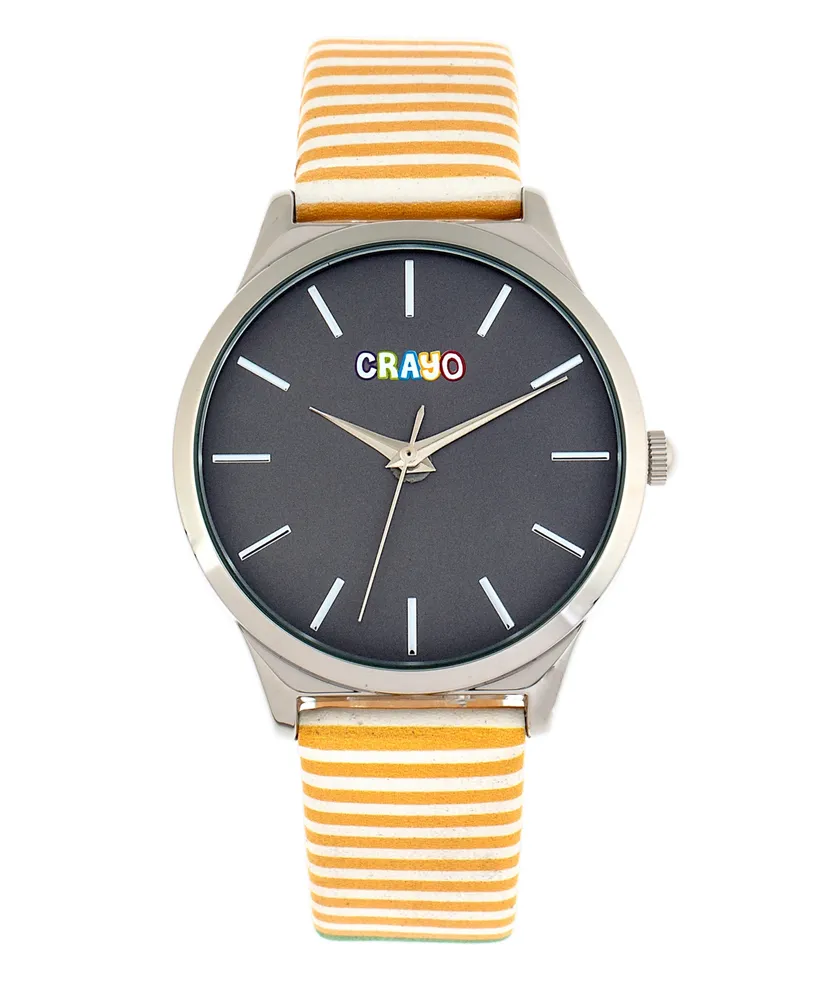 Crayo Aboard Unisex Red and White or Gray or Green or Purple or Black or Orange Leatherette Strap Watch, 40mm