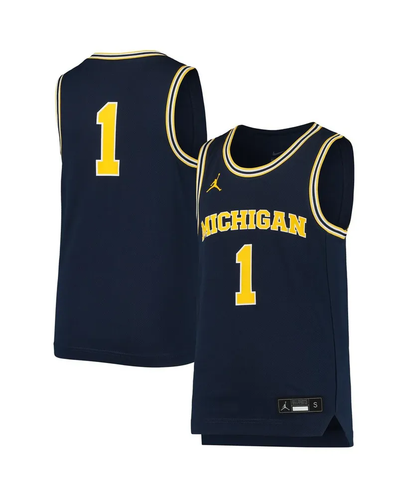 Youth Jordan Brand #1 Navy Michigan Wolverines Team Replica Basketball  Jersey