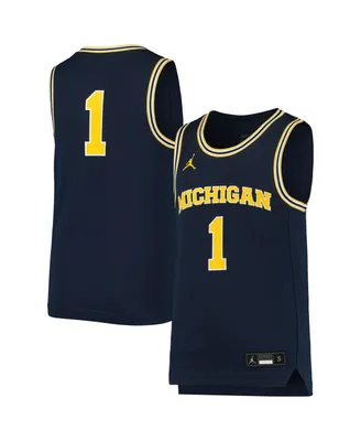 Big Boys Jordan #1 Navy Michigan Wolverines Team Replica Basketball Jersey