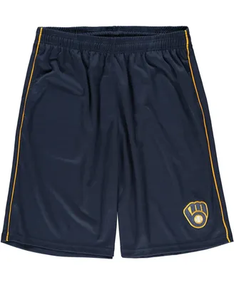 Men's Majestic Navy Milwaukee Brewers Big and Tall Mesh Team Shorts