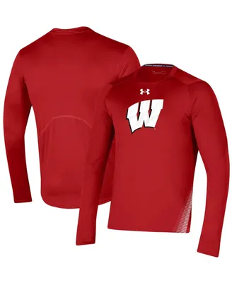 Men's Under Armour Red Wisconsin Badgers 2021 Sideline Training Performance Long Sleeve T-shirt