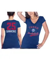 Women's Majestic Threads Ben Simmons Royal Philadelphia 76ers Name & Number Tri-Blend V-Neck T-shirt