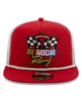 Men's New Era Red, White Nascar Golfer Snapback Adjustable Hat