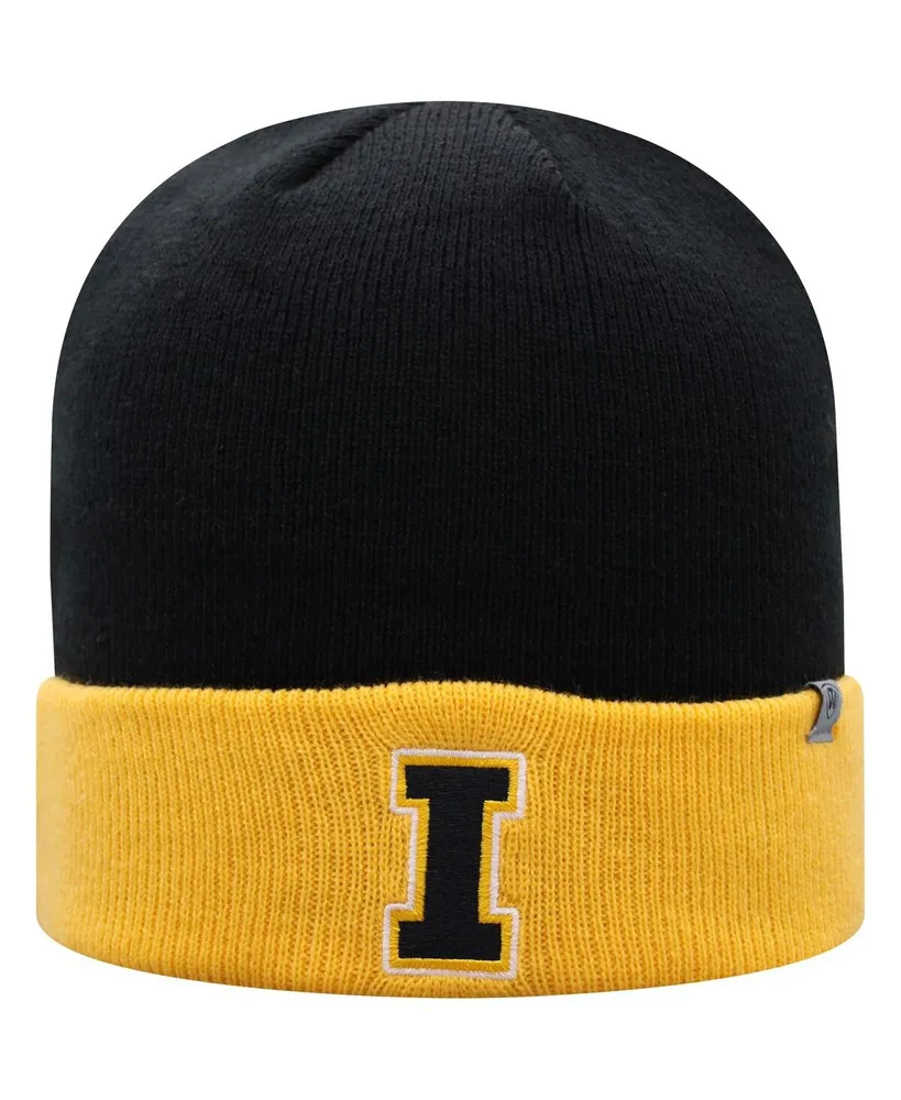 Men's Top of The World Black, Gold Iowa Hawkeyes Core 2-Tone Cuffed Knit Hat