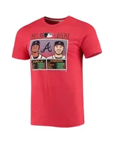 Men's Homage Freddie Freeman and Ronald Acuna Jr. Heathered Red Atlanta Braves Mlb Jam Player Tri-Blend T-shirt