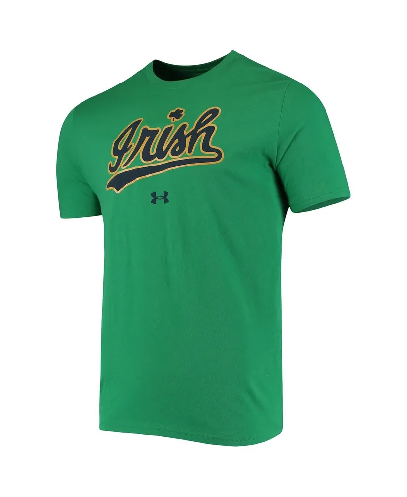 Men's Under Armour Kelly Green Notre Dame Fighting Irish Wordmark Logo Performance Cotton T-shirt