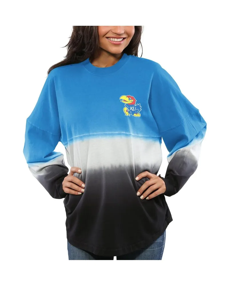 Women's Navy Auburn Tigers Ombre Long Sleeve Dip-Dyed Spirit Jersey