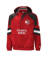 Men's Starter Red, Black Atlanta Hawks The Pro Ii Half-Zip Jacket