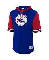 Men's Mitchell & Ness Royal Philadelphia 76ers Hardwood Classics Buzzer Beater Mesh Pullover Hoodie