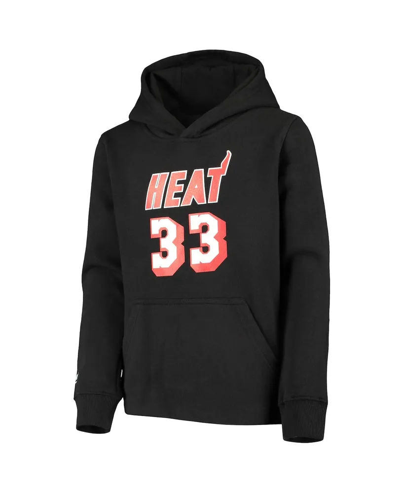 Big Boys Mitchell & Ness Alonzo Mourning Black Miami Heat Hardwood Classics Name and Number Pullover Hoodie