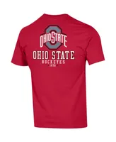 Men's Champion Scarlet Ohio State Buckeyes Team Stack 2-Hit T-shirt