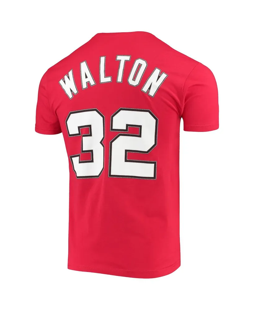 Men's Mitchell & Ness Bill Walton Red Portland Trail Blazers Hardwood Classics Player Name and Number T-shirt