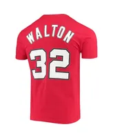 Men's Mitchell & Ness Bill Walton Red Portland Trail Blazers Hardwood Classics Player Name and Number T-shirt