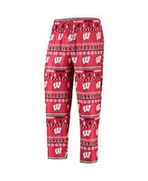 Men's Concepts Sport Red Wisconsin Badgers Ugly Sweater Long Sleeve T-shirt and Pants Sleep Set