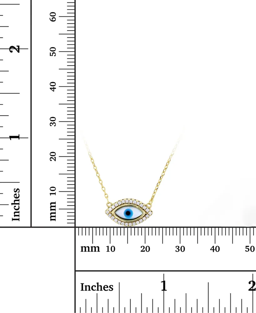 Cubic Zirconia & Enamel Evil Eye 16" Pendant Necklace in 14k Gold-Plated Sterling Silver
