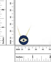 Cubic Zirconia & Enamel Evil Eye 18" Pendant Necklace in 14k Gold-Plated Sterling Silver