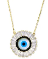 Cubic Zirconia & Enamel Evil Eye Pendant Necklace in 14k Gold-Plated Sterling Silver, 16" + 1" extender