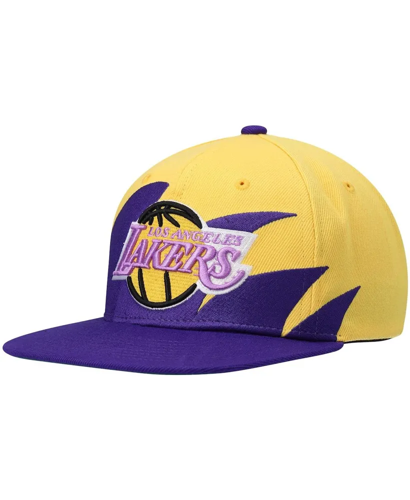 Men's Mitchell & Ness Gold and Purple Los Angeles Lakers Hardwood Classics Sharktooth Snapback Hat