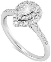 Diamond Pear Halo Engagement Ring (1/2 ct. t.w.) in 14k White Gold